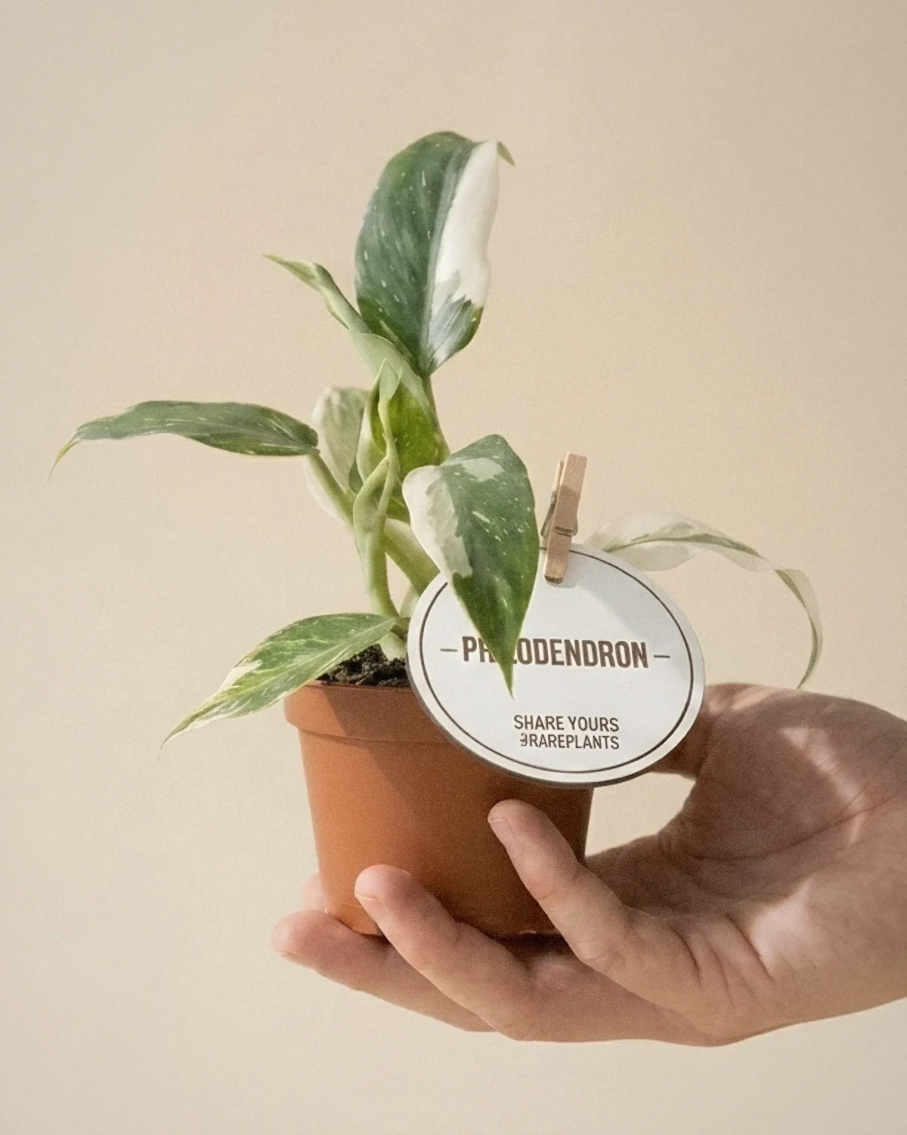 Philodendron White Princess (Philodendron 'White Princess'): hojas verdes con variegado blanco que suele variar de una hoja a otra (S)